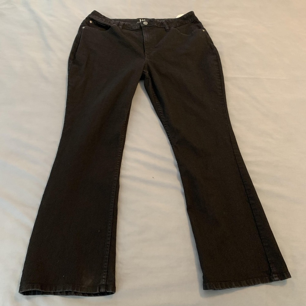 Lee Riders Jeans Womens 16P Black Dark Wash Mid Rise Bootcut Stretch Denim Pants